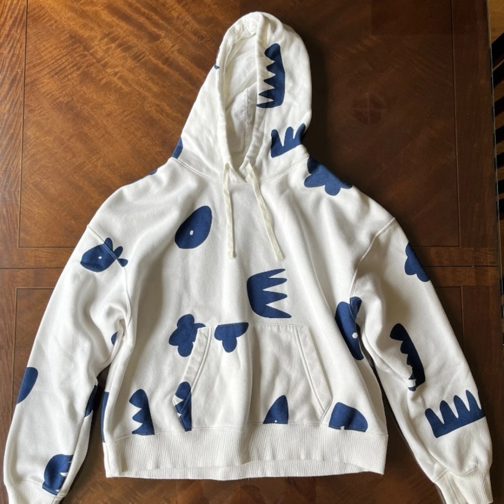 Jordan Artist Series Fleece Hoodie White Blue Sweatshirt Size Small Women’s